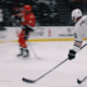 Isaak Philipps #41 of the Chicago Blackhawks fires a shot to give the Blackhawks the lead.